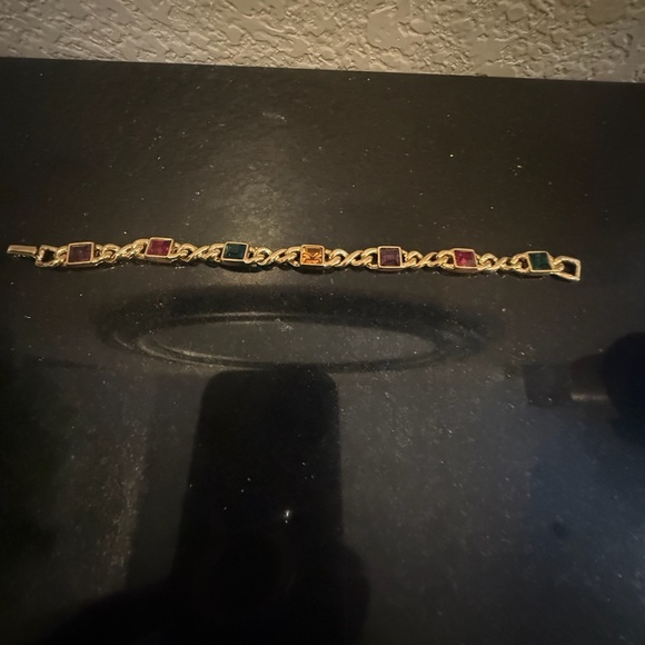 Vintage Gold Authentic Swan Swarovski Multi Crystals Bracelet - Picture 6 of 8